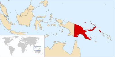 Папуа шинэ гвиней байршил дээр дэлхийн газрын зураг